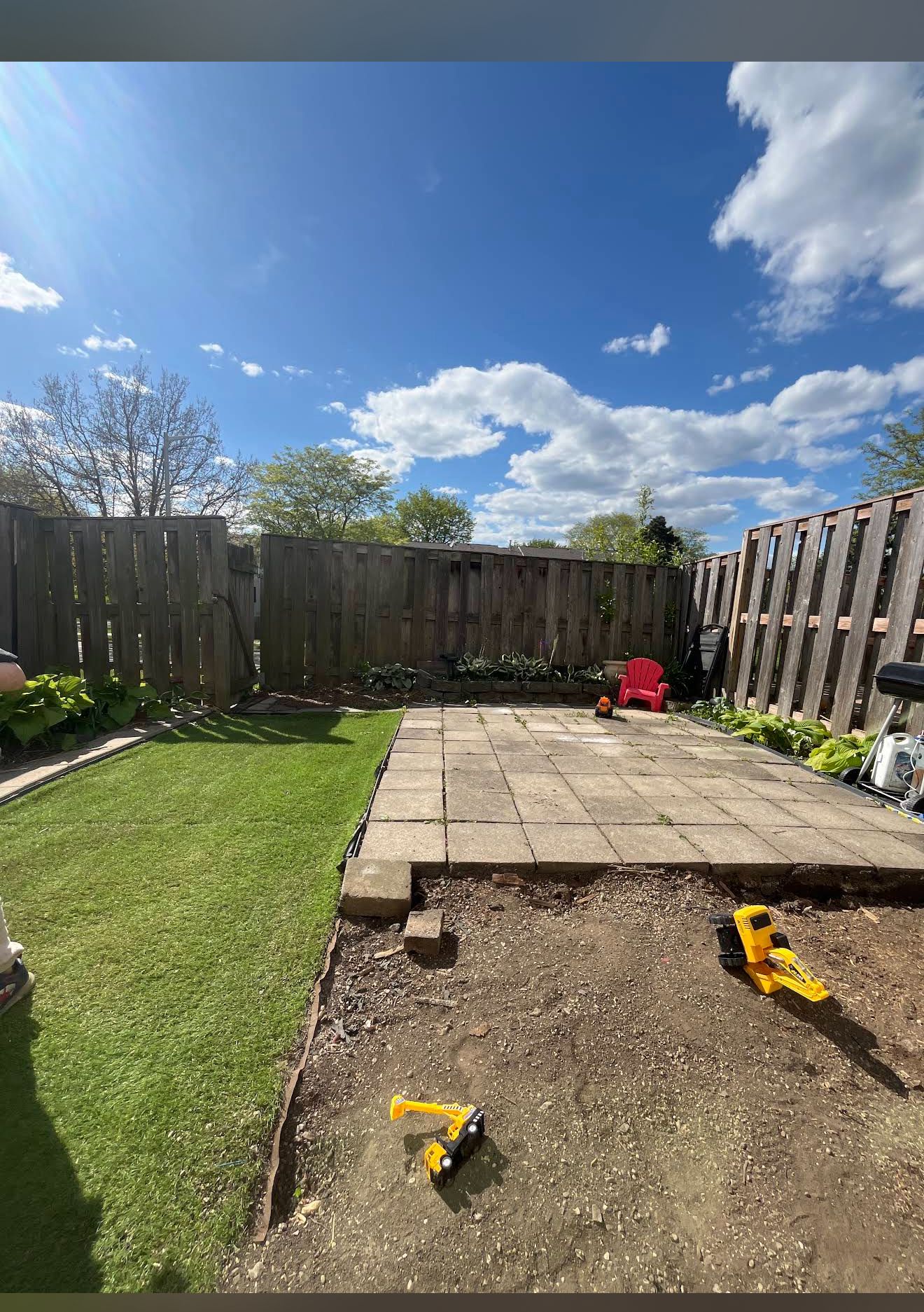Schaumburg backyard after patio demo — cleared and ready