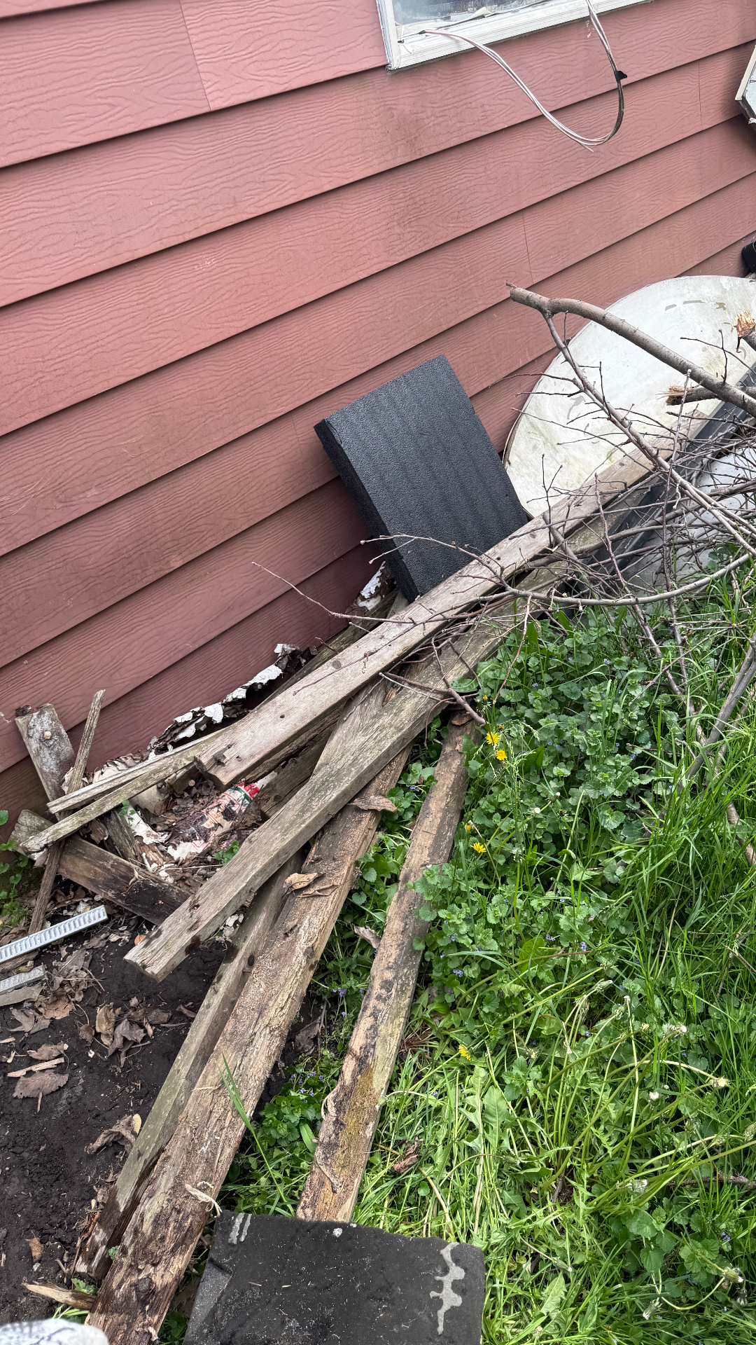 Exterior debris removal near Wheeling — branches and backyard junk