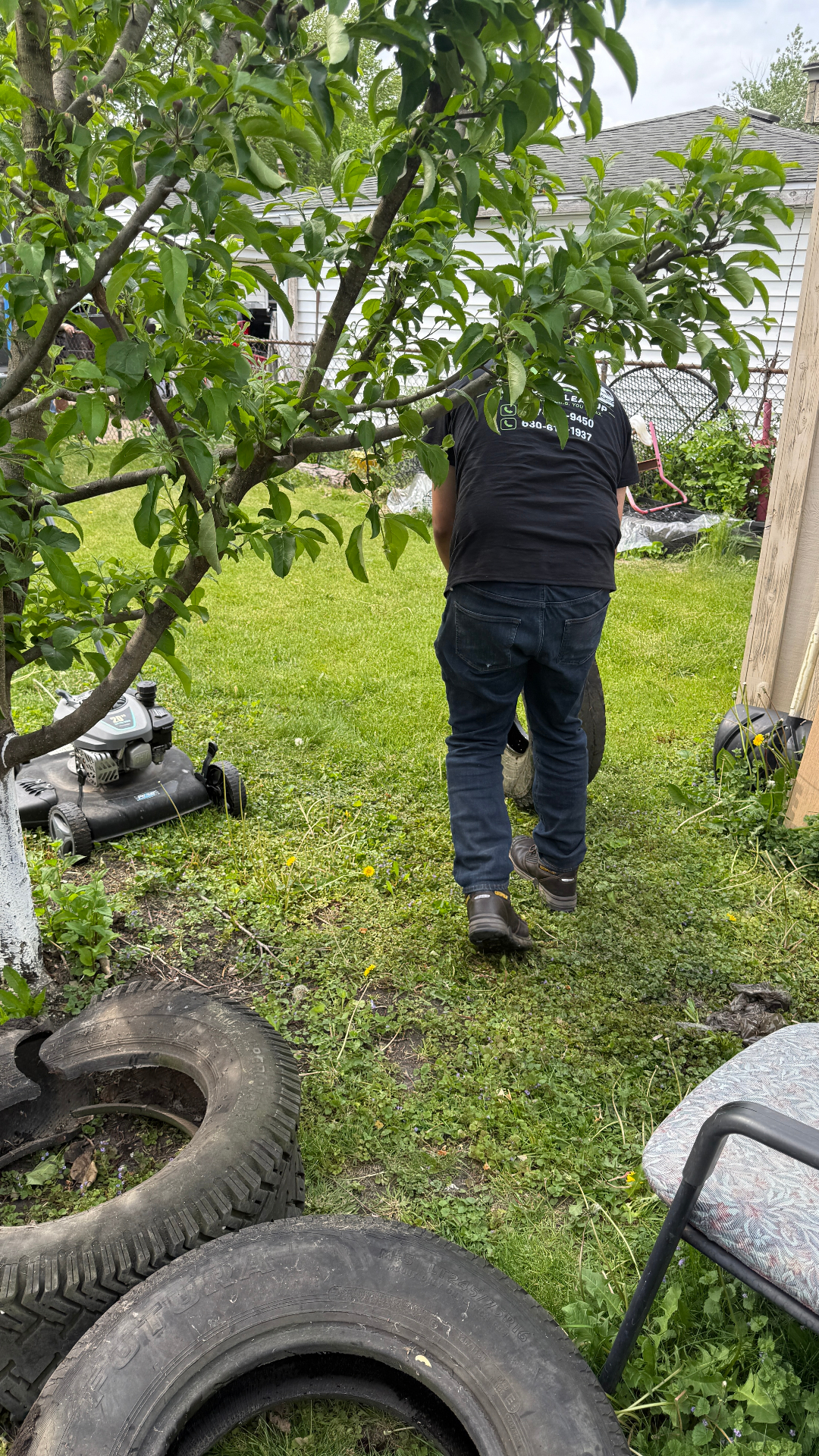 Exterior debris removal near Wheeling — property cleanup in progress