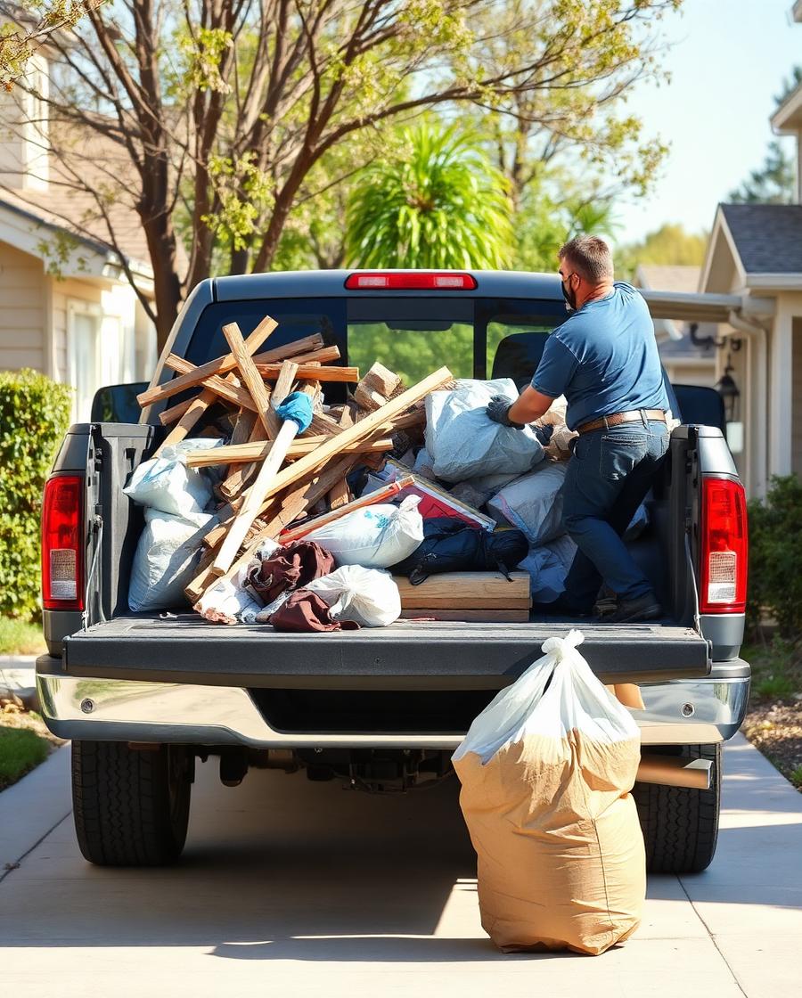 JXL Property Cleanup crew at work hauling junk